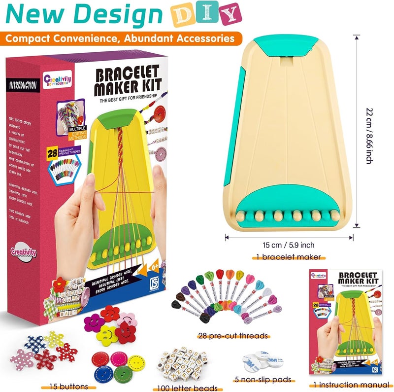 Maynacs Arts and Crafts for Kids Ages 8-12,Friendship Bracelet Making Kit for Girl,Kids Jewelry Making Kit with 28 Pre-Cut Threads,Christmas Birthday Gifts for Ages 6 7 8 9 10 11 12 Year Old Cyan - Image 3